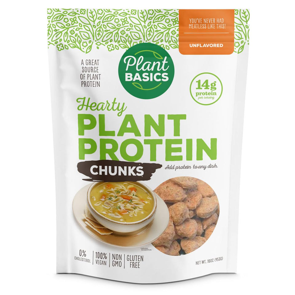 Plant Basics Hearty Plant Protein chunks unflavored ready to season for recipes