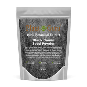 Plant Guru black cumin seed powder front label emphasizes bulk 2 lb packaging for versatile cooking.