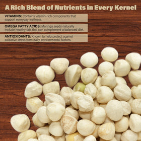 Non-GMO moringa seeds kernel with clear labeling for quality.
