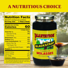 Pouring Plantation Blackstrap Molasses into a bowl for sauces and beverages.