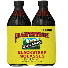 Plantation Organic Blackstrap Molasses bottle pour highlights rich flavor for baking