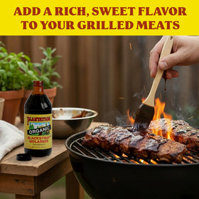 Plantation Organic Blackstrap Molasses ingredients sugar cane imagery highlights origin