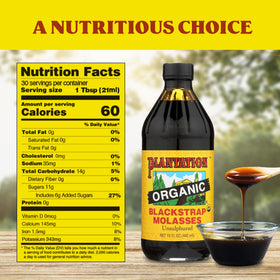 Plantation Organic Blackstrap Molasses label shows USDA Organic quality
