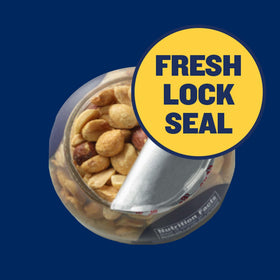 PLANTERS airtight resealable container keeps peanuts fresh and ready.
