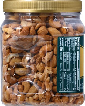Planters Kosher-certified sea salt cashews label signals trusted quality.