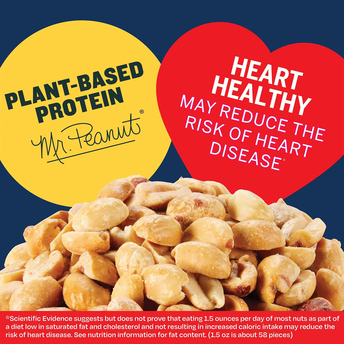 PLANTERS crunchy dry roasted peanuts closeup highlights oil-free texture.