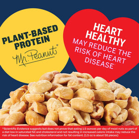 PLANTERS crunchy dry roasted peanuts closeup highlights oil-free texture.