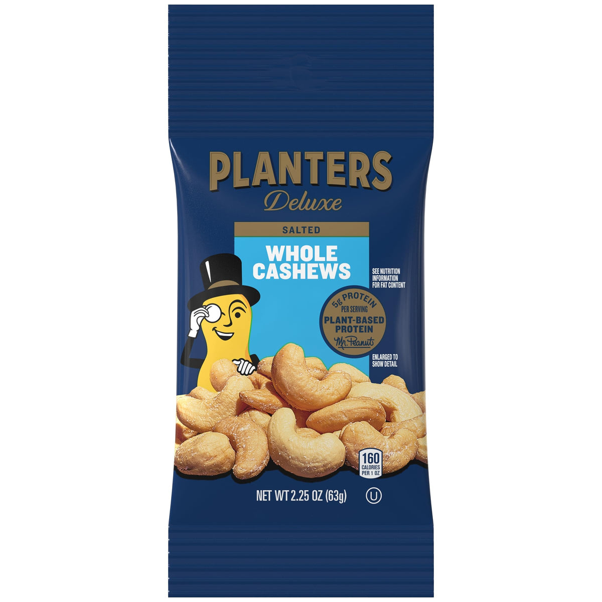 Planters Deluxe Cashews 12-pack display for convenient bulk snacking