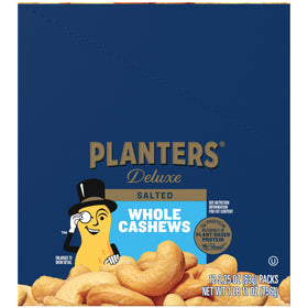 Planters Deluxe Cashews sea salt seasoning enhances the savory flavor