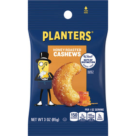 Planters Deluxe Honey Roasted Cashews – on-the-go snack with a sweet-salty crunch.