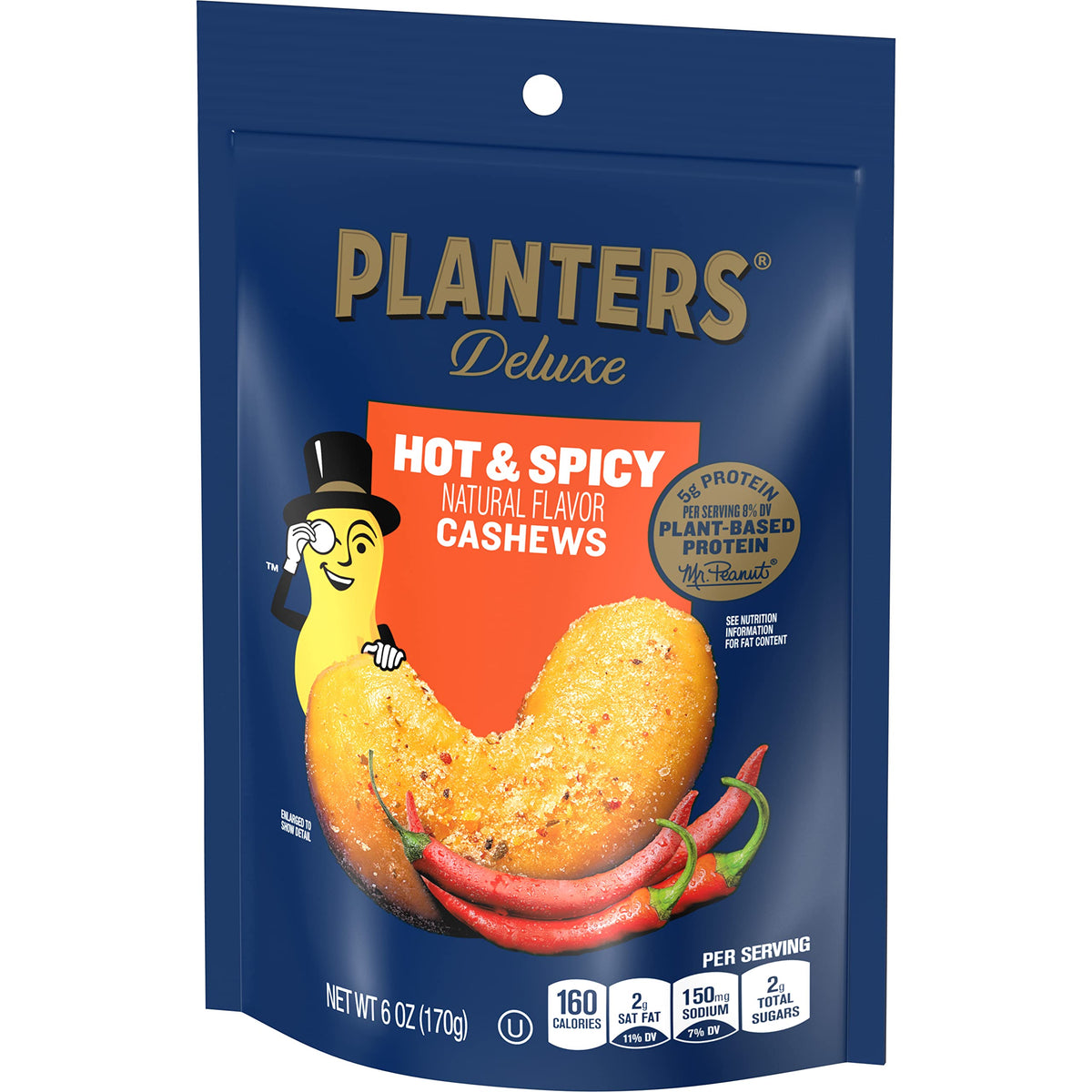 Planters Deluxe Hot 'N Spicy Cashews served in a bowl for easy snacking at gatherings.