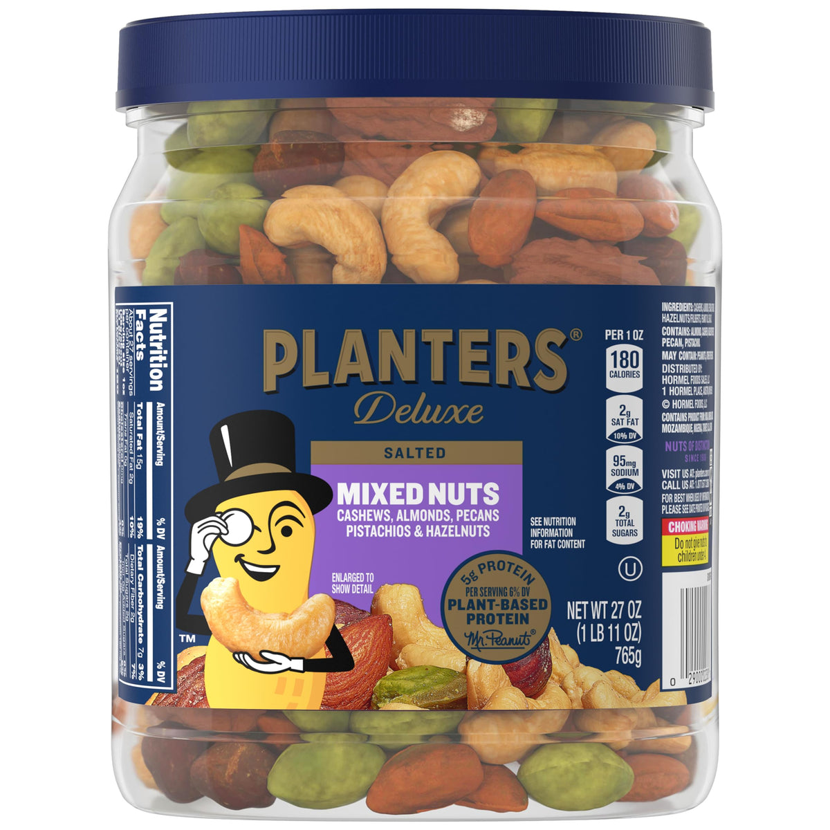 Planters Deluxe Mixed Nuts with Sea Salt in a bowl for easy on-the-go snacking.