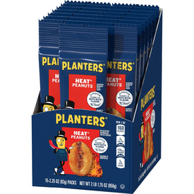 Planters Heat Peanuts crunch close up highlighting fiery coating