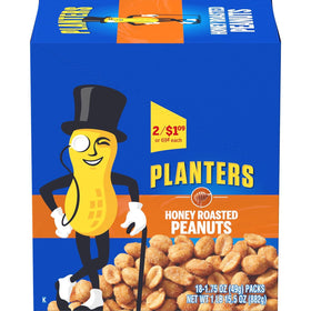 Open bag reveals honey-roasted peanuts for quick cravings