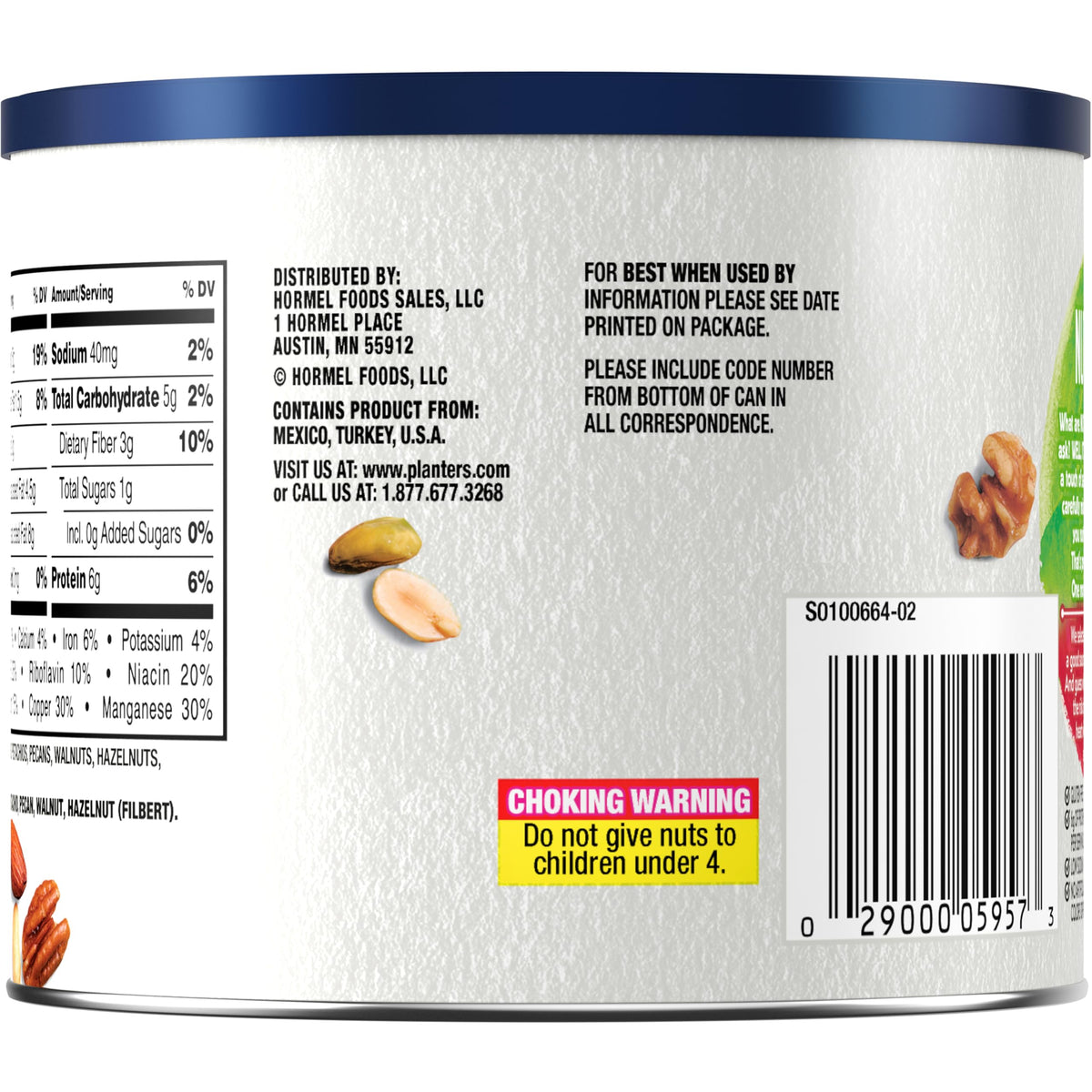 PLANTERS Nut-Rition Heart Healthy Mix Kosher and gluten-free label.
