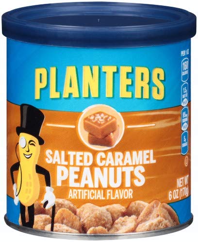Planters Salted Caramel Peanuts four-pack, convenient on-the-go snack with sweet-and-savory flavor