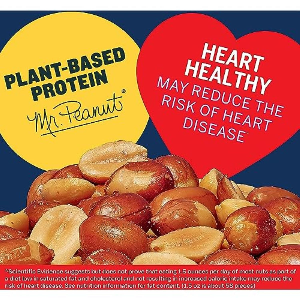 Planters Redskins Spanish peanuts in jar interior shows plump nuts and generous servings.