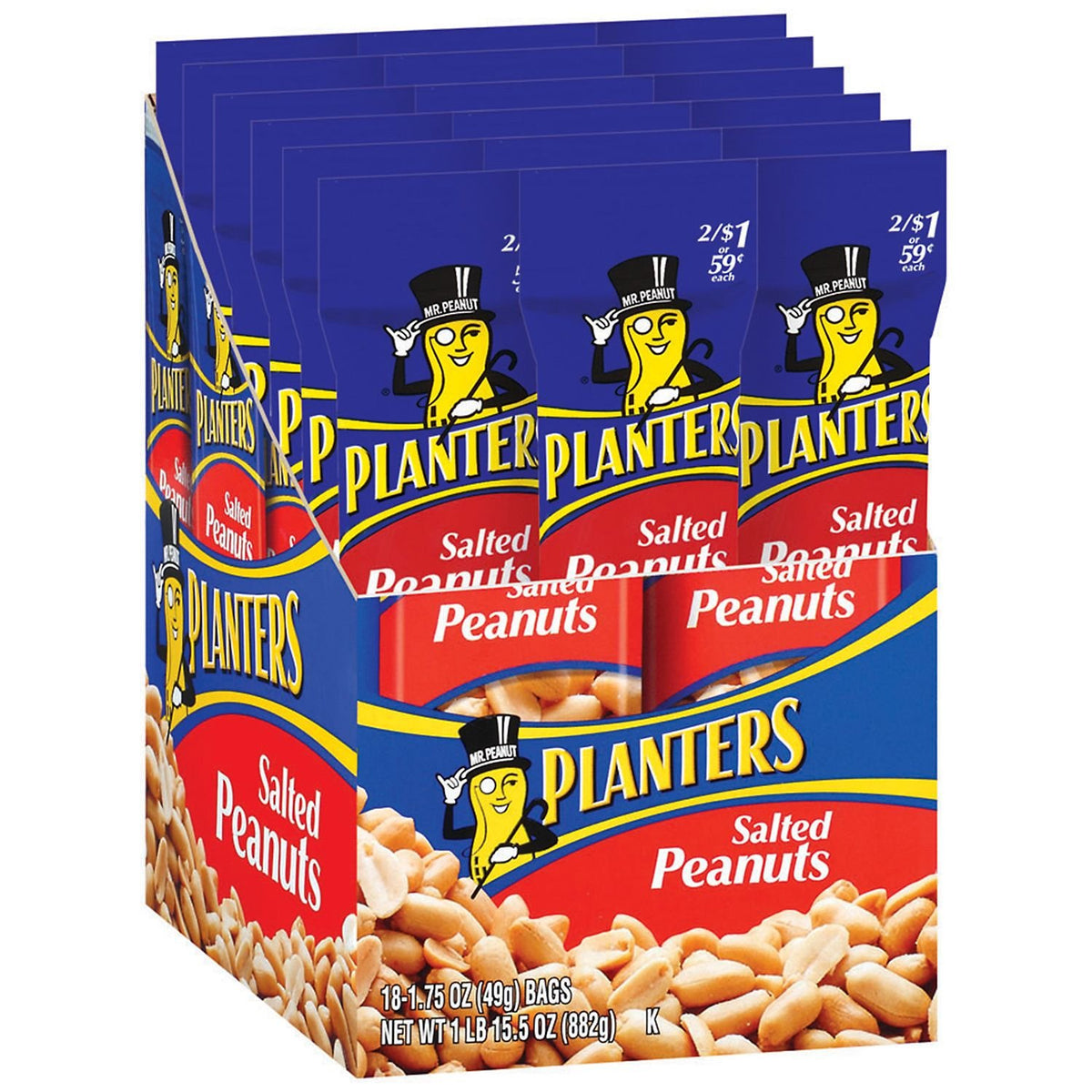 Planters Salted Peanuts in 1.75 oz tubes for convenient on-the-go snacking
