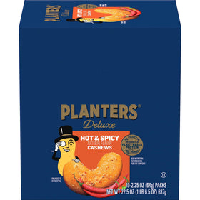 Planters Spicy Cajun Cashews bag front showcases bold flavor for on-the-go snacking.