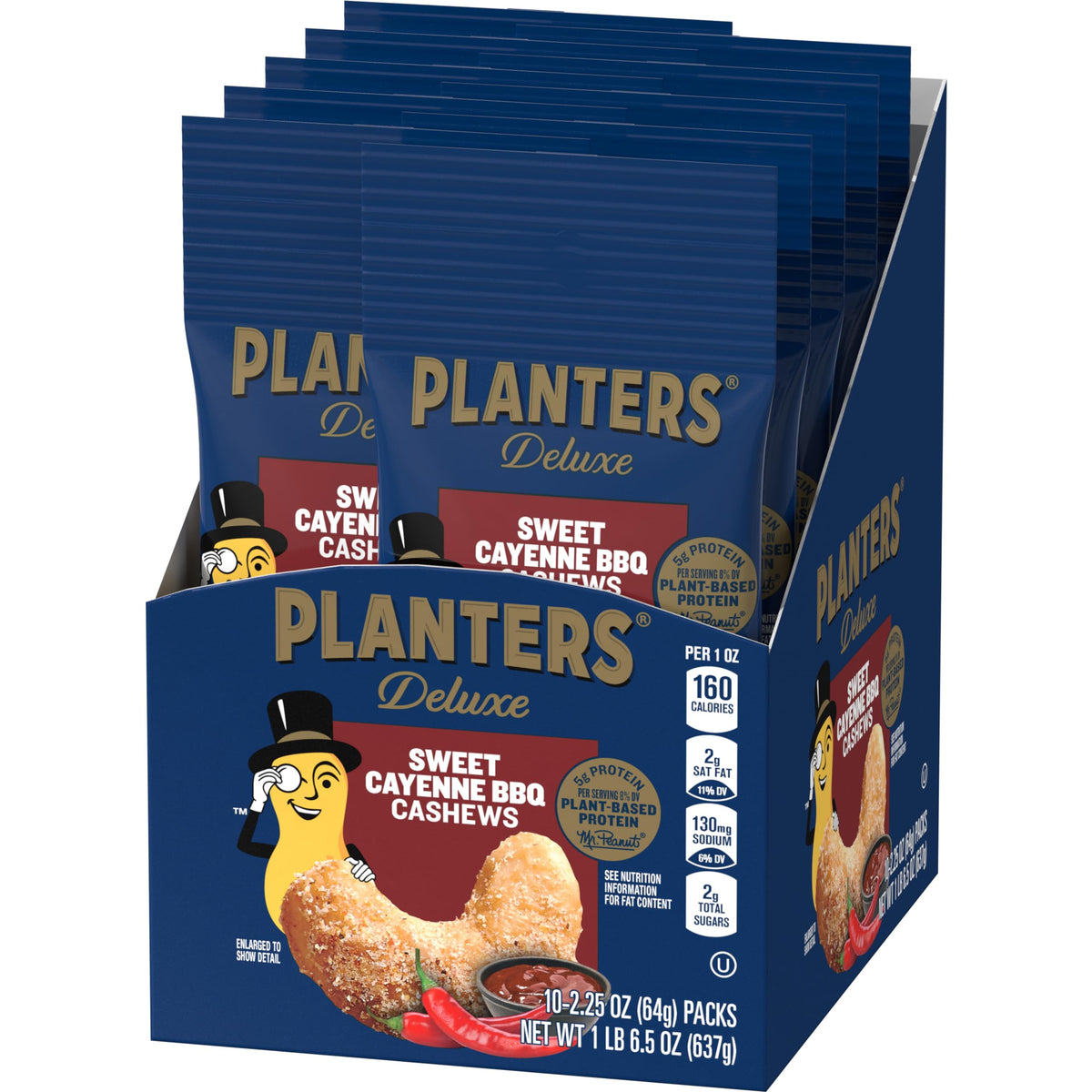 PLANTERS Sweet Cayenne BBQ Cashews pack-10: a convenient ready-to-eat snack for busy days.