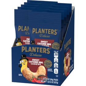 PLANTERS Sweet Cayenne BBQ Cashews pack-10: a convenient ready-to-eat snack for busy days.