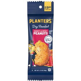 Planters Sweet and Spicy Peanuts close-up crunch shows honeyed heat and roasted texture.