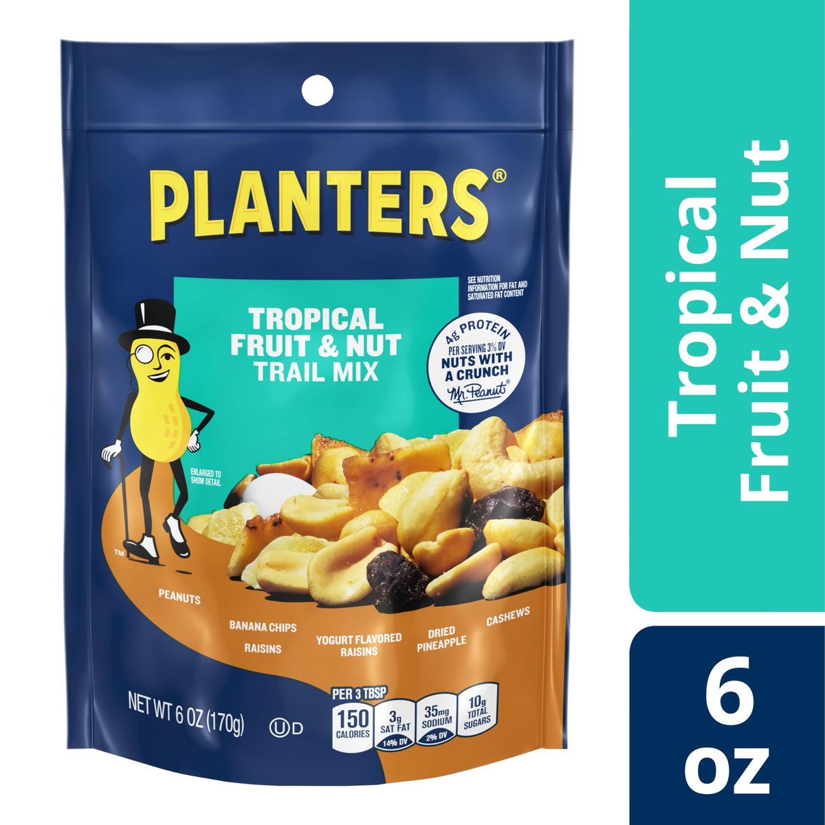 Planters trail mix close-up of mixed nuts, inviting crunchy texture and savory-sweet flavors
