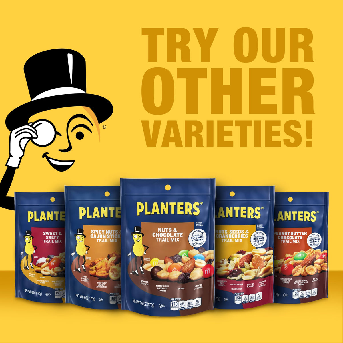 Planters resealable pouch emphasizes freshness and spill prevention for portable office or travel snacking