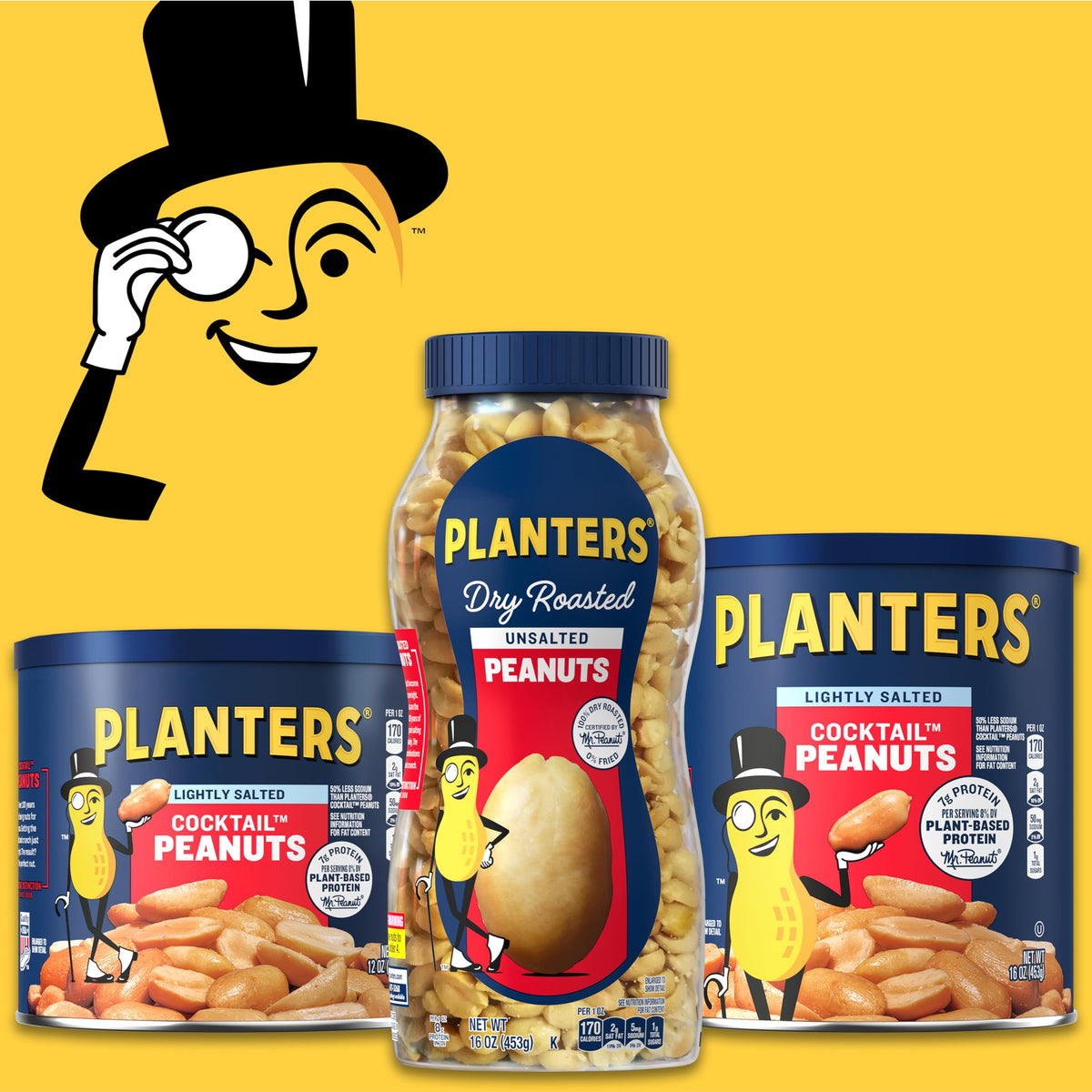 Planters unsalted dry roasted peanuts in kitchen setup for baking and snacking