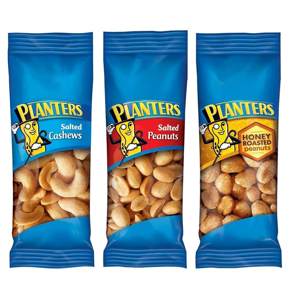 PLANTERS Variety Pack salted cashews for on-the-go snacking.