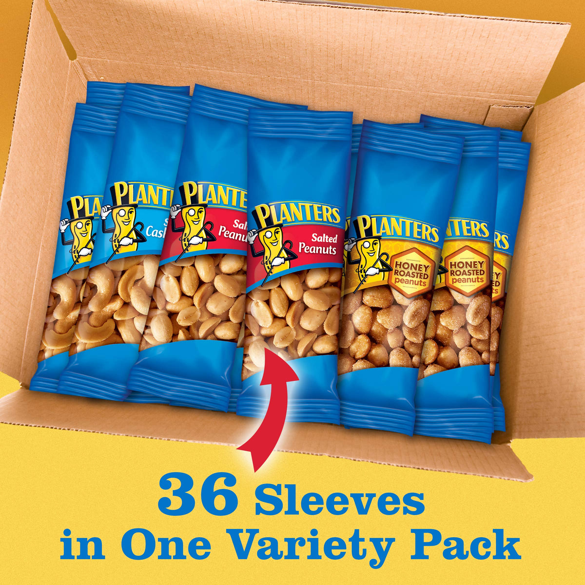 PLANTERS Variety Pack shareable snacks for school, work, or outings.