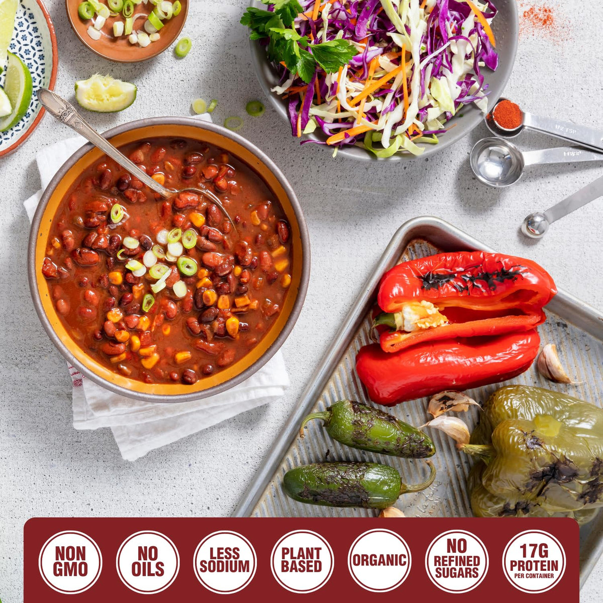 PLANTSTRONG Variety pack box shows six flavors for easy meal planning.
