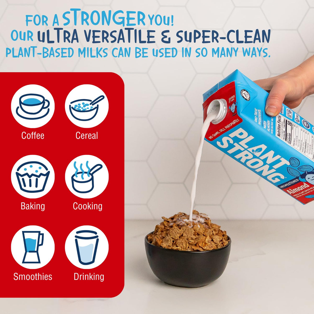 PLANTSTRONG Almond Milk for baking and cooking without gums or oils