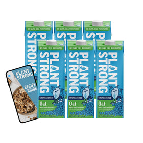 PlantStrong Oat Milk unsweetened carton front highlights clean ingredients for daily sipping