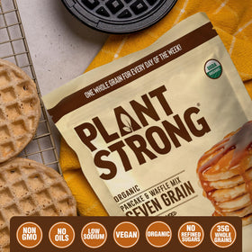 PLANTSTRONG Recipe guide open with ideas for toppings.