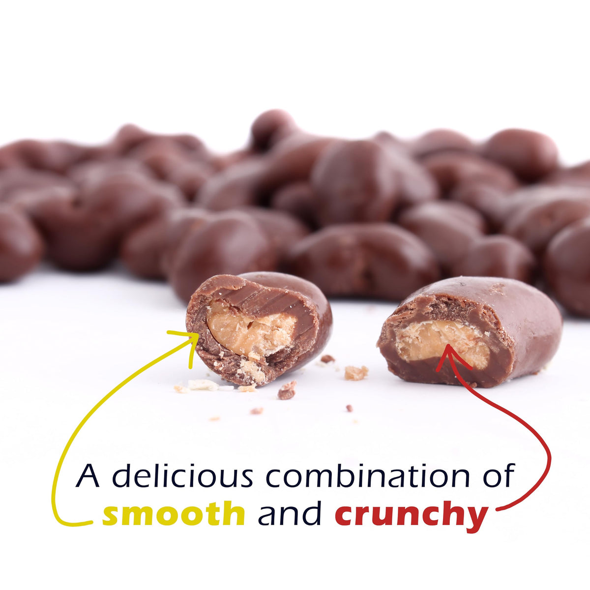 Platinum Chocolate Coated Cashews resealable pouch keeps freshness during busy days.