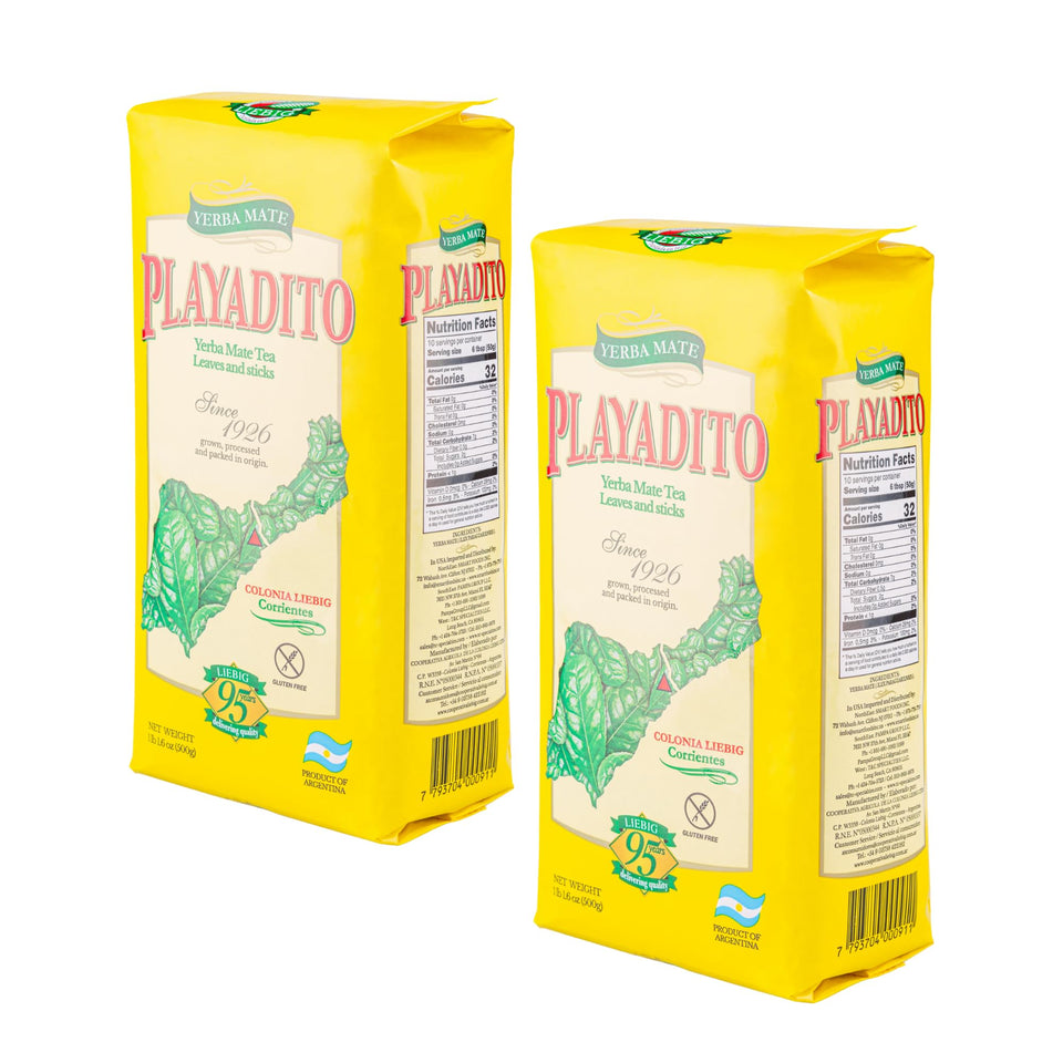 Playadito Yerba Mate 500g two-pack on shelf highlights value and freshness.