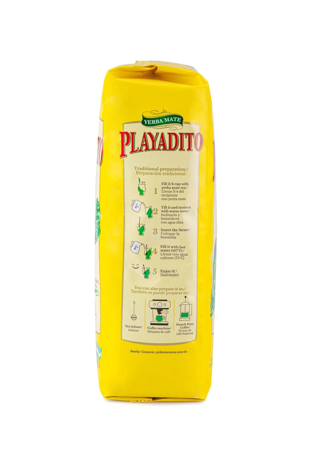 Playadito Yerba Mate brew in glass ready for savor