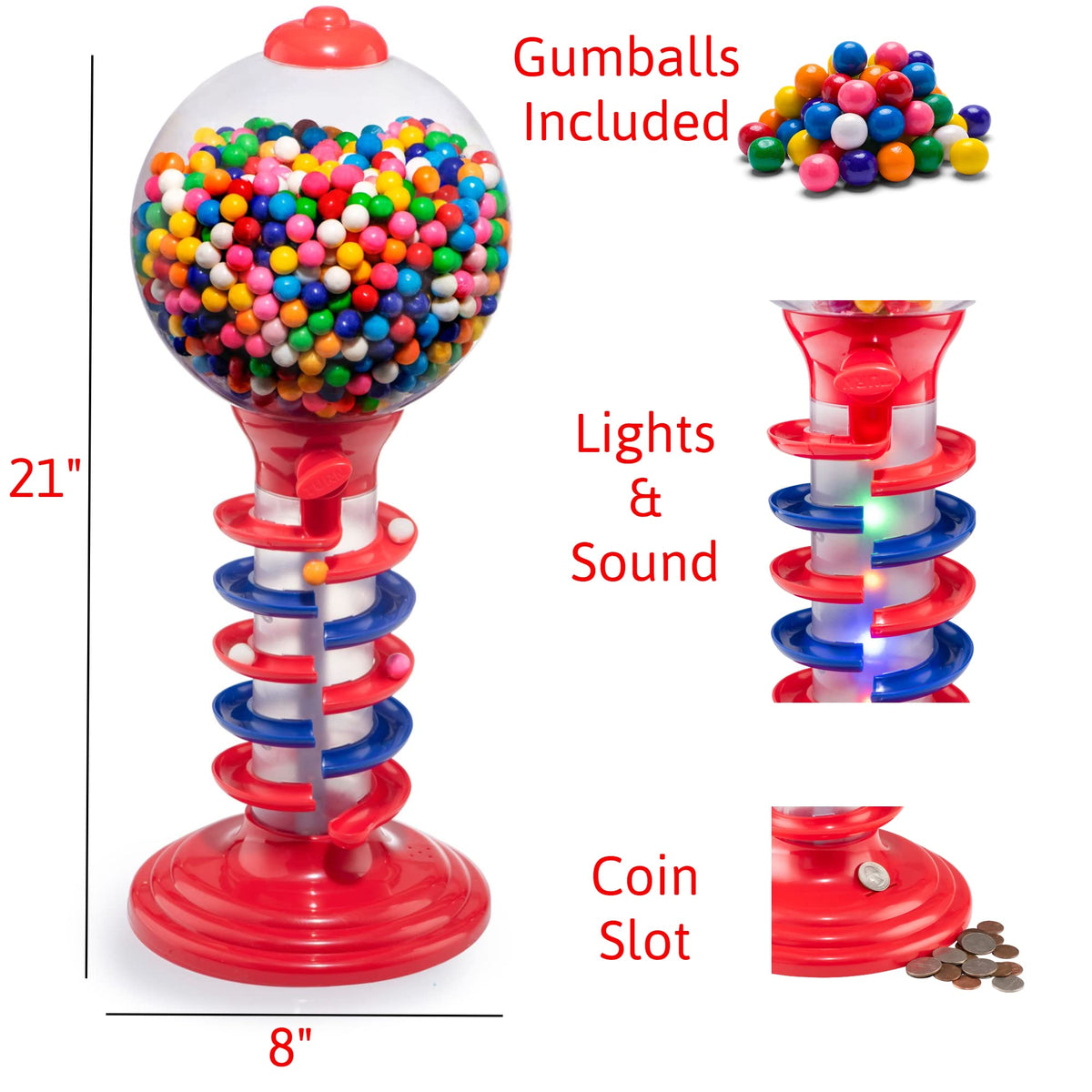 Playo 113 gumballs included highlight ready-to-use party centerpiece.