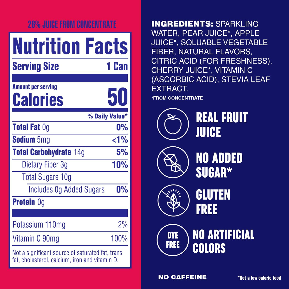 Plezi FiZZ Cherry Limeade label close-up, highlighting real fruit juice ingredients.