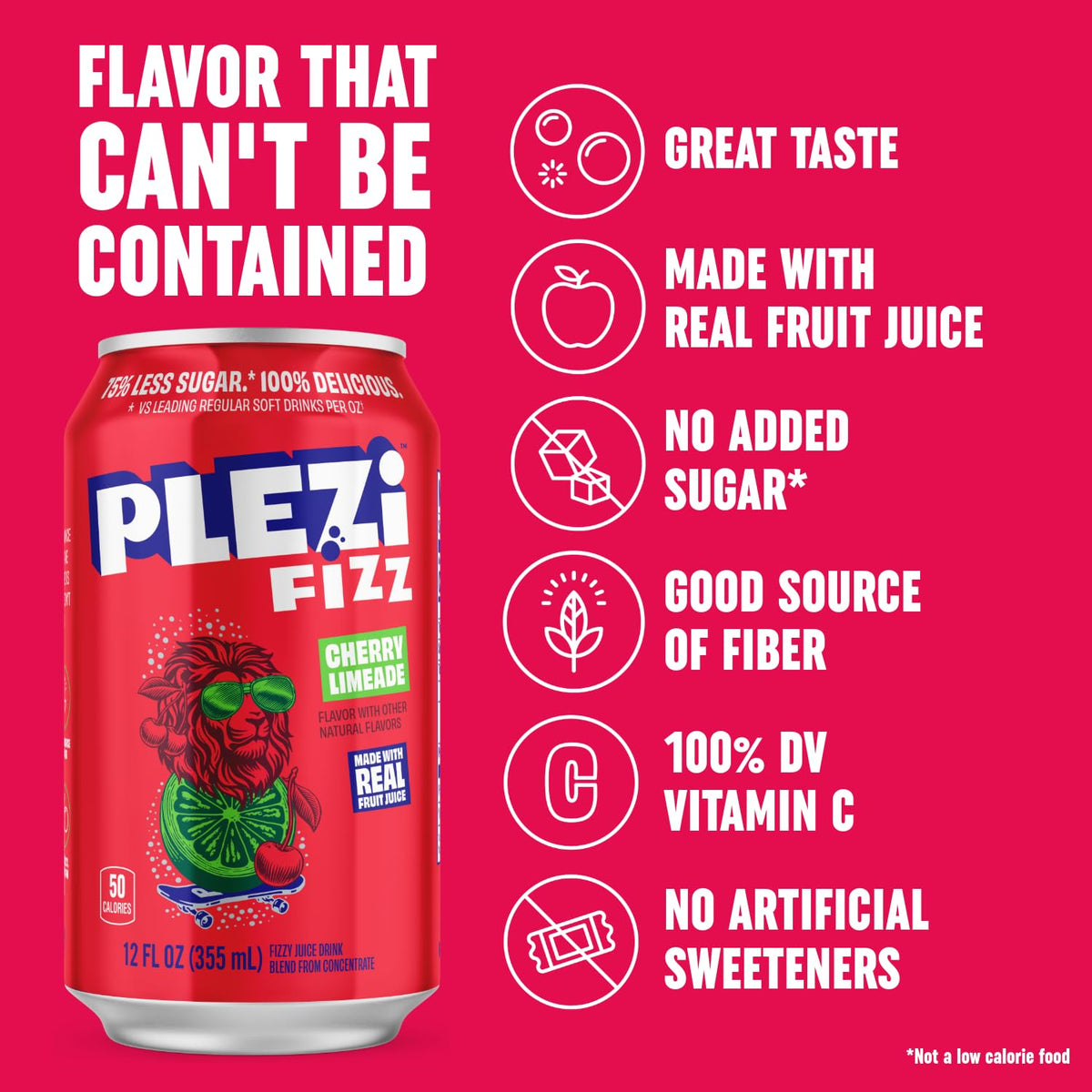 Plezi FiZZ Cherry Limeade being poured into a glass, boasting bubbly, refreshing flavor.