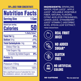 Plezi FiZZ Strawberry Lemonade fiber icon indicates 3g of prebiotic fiber per serving.