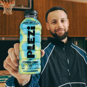 Plezi Lemon Lime Splash 12-pack on store shelf.