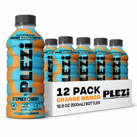 Plezi Hydration Drink Orange Mango Swish bottle showing real juice without added sugar