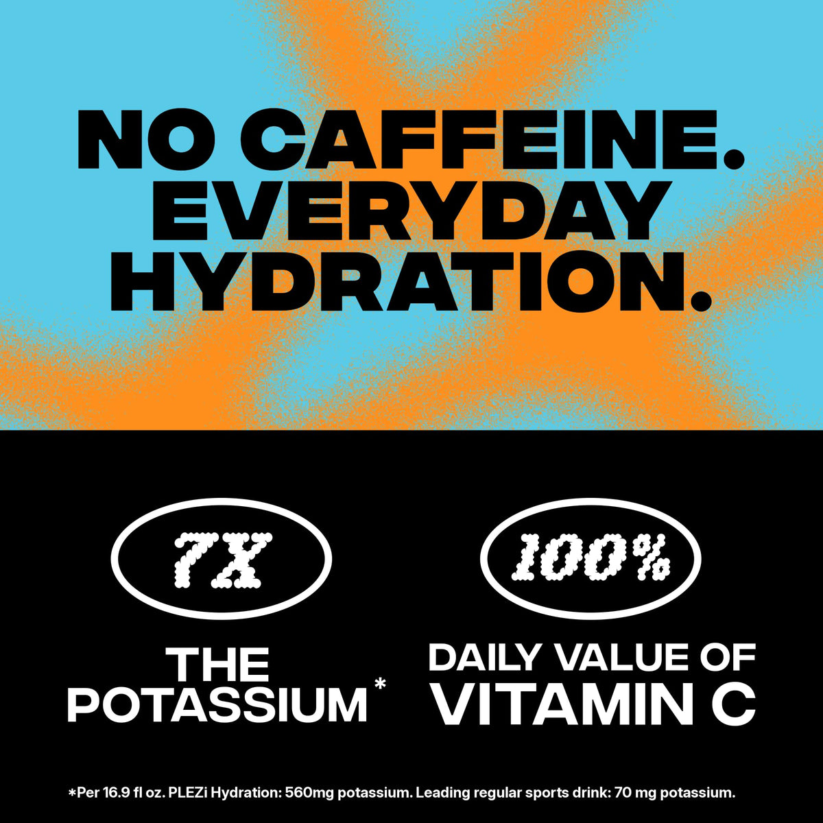 Plezi Hydration label close-up showing potassium and nutrition details