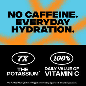 Plezi Hydration label close-up showing potassium and nutrition details