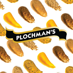 Plochman's yellow mustard atop a sandwich for a tangy finish.