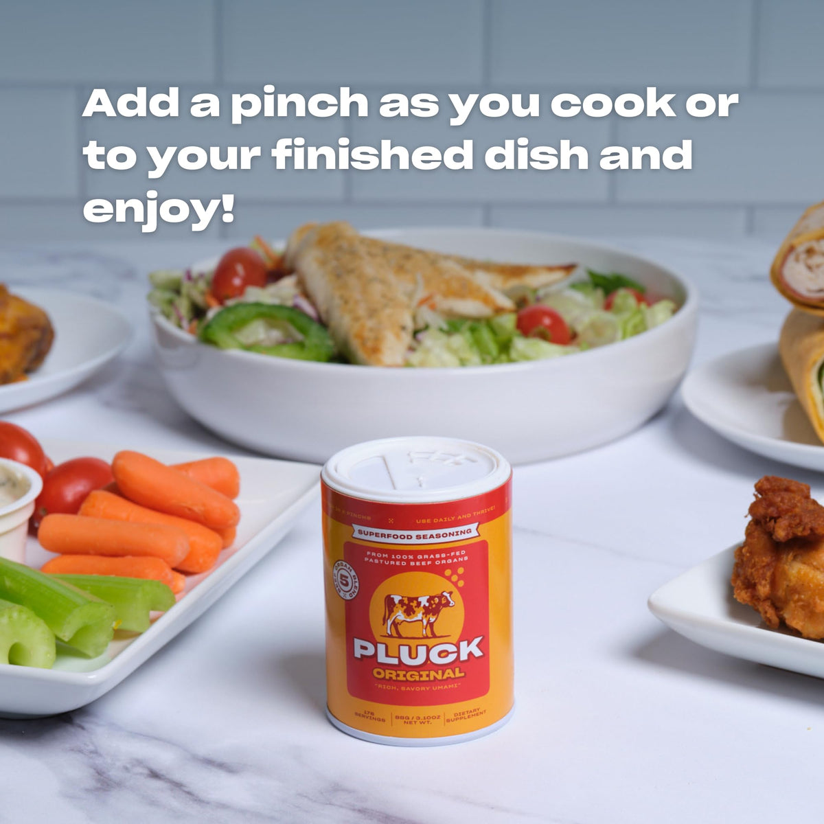 Pluck Original Organ Meat Blend grass-fed beef visuals highlight ethical sourcing