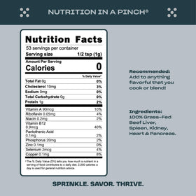 PLUCK Pure Beef Organs Powder kidney image emphasizes mineral-rich kidney for balanced nutrition.