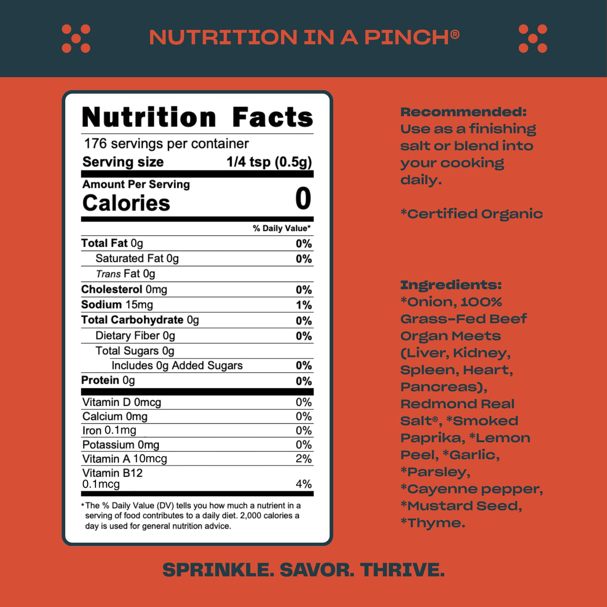PLUCK Southwest ingredients close-up highlights pure organ blend with no fillers.